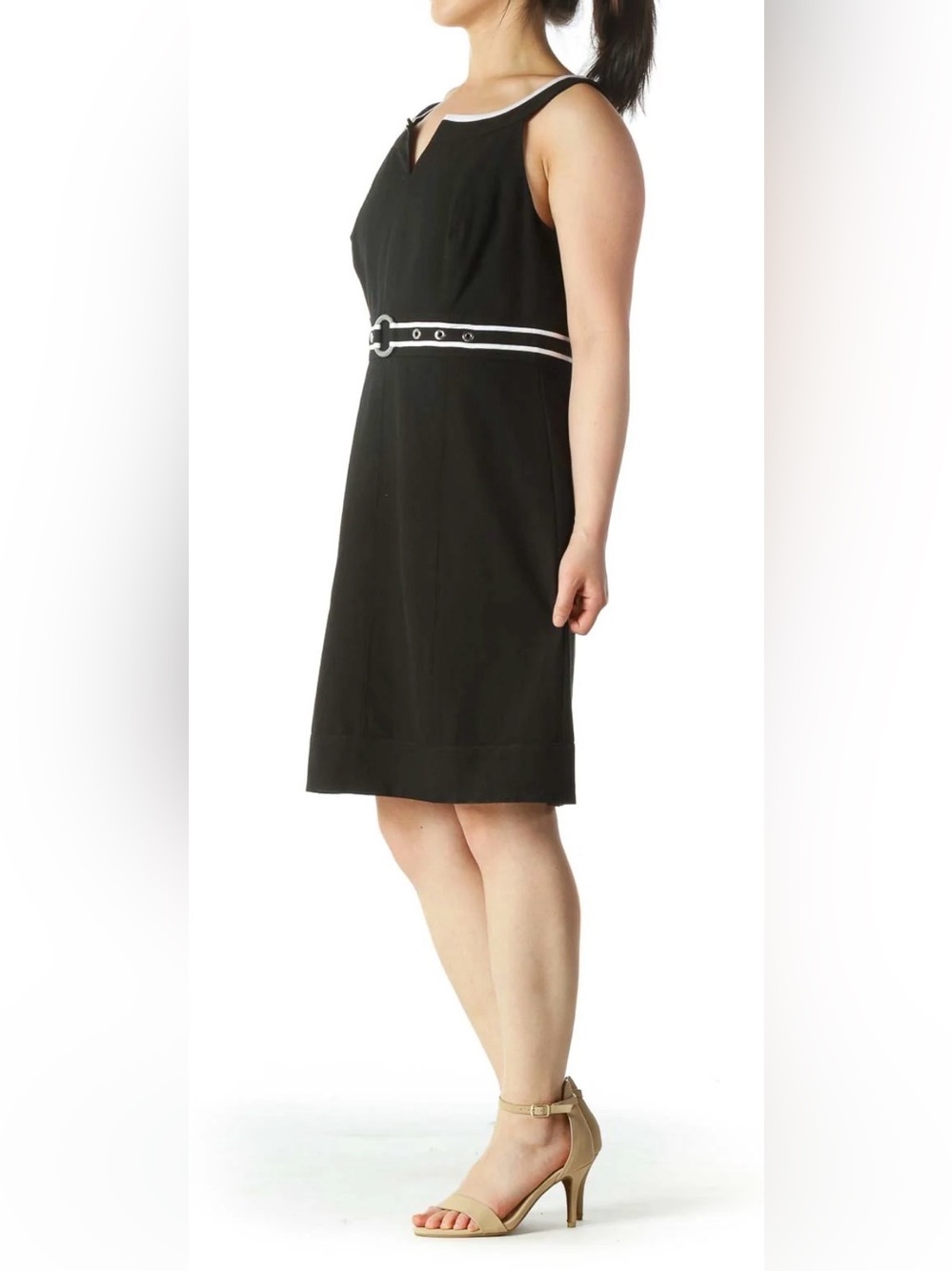 White House Black Market Black Sheath Dress with White Trim